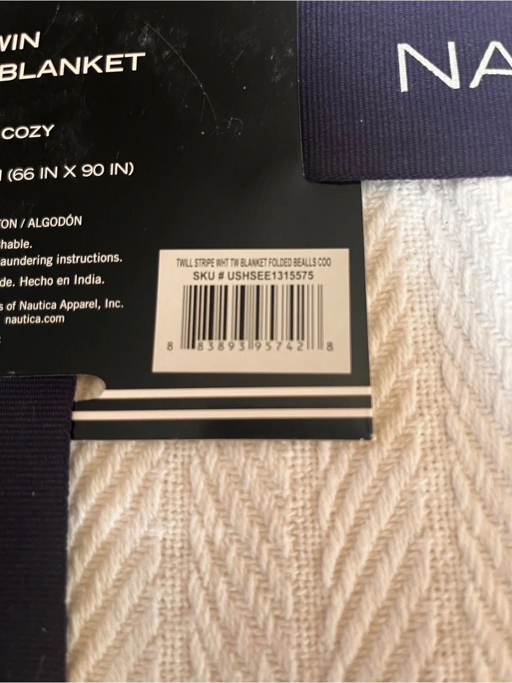 Nautica Home Twin Cotton Blanket - NEW
